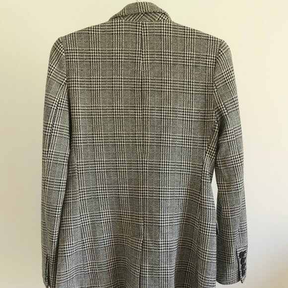 Gap Plaid two Button Blazer SZ 0 Black White Neon Academia Classic - Picture 2 of 11